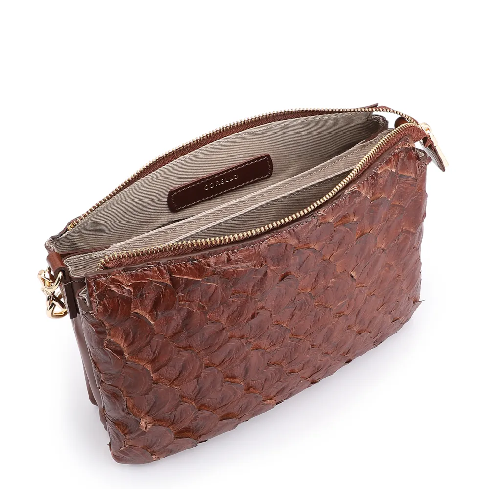 Bolsa Transversal Pirarucu Marrom Escuro - imagem 4