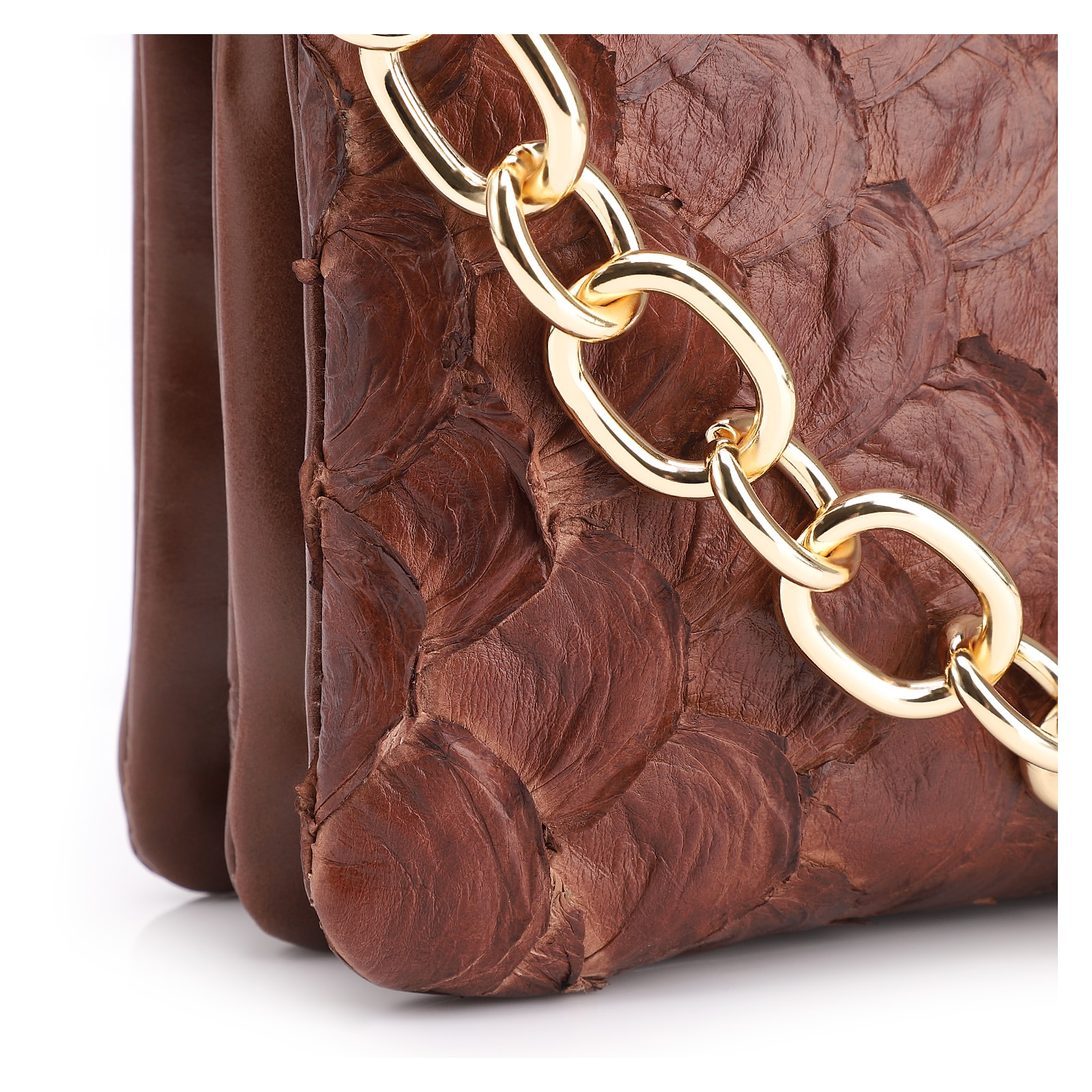 Bolsa Transversal Pirarucu Marrom Escuro