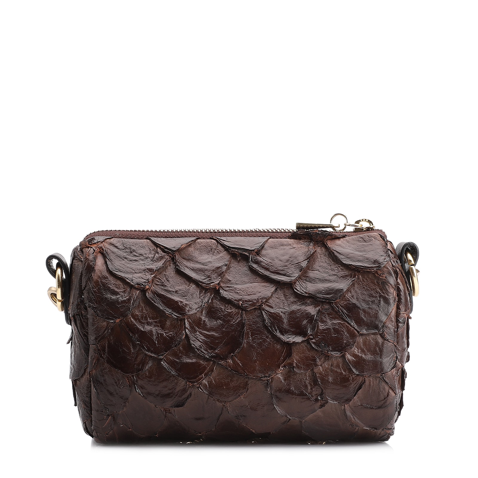 Bolsa Transversal Pirarucu Marrom Escuro