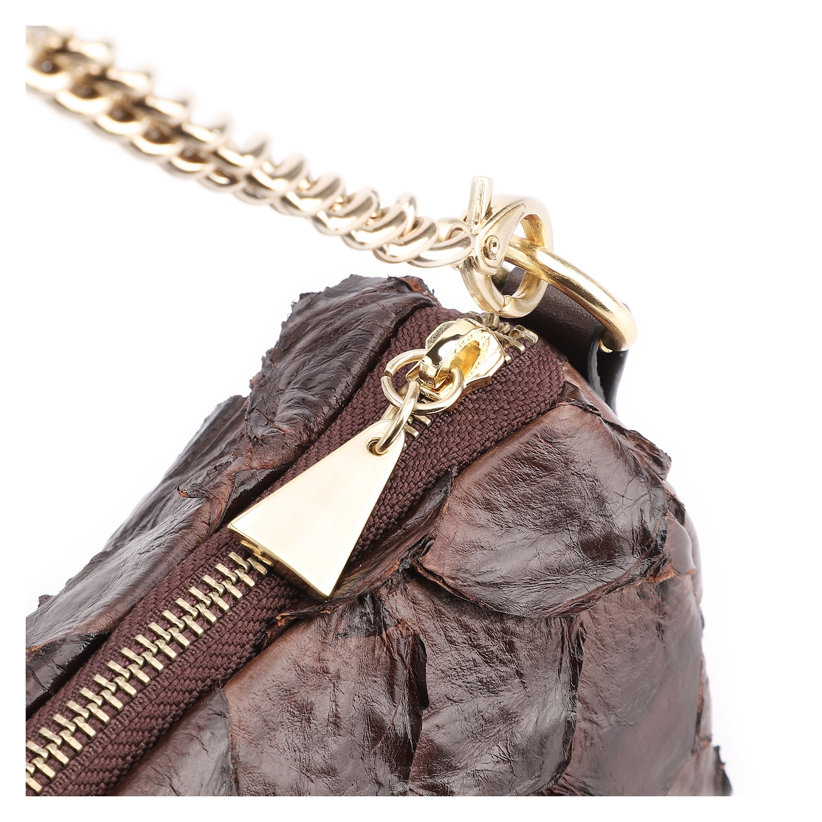 Bolsa Transversal Pirarucu Marrom Escuro