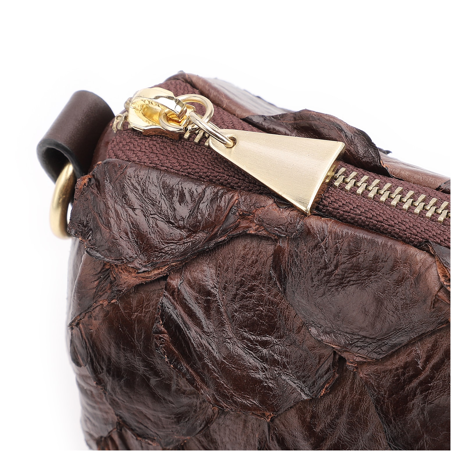 Bolsa Transversal Pirarucu Marrom Escuro