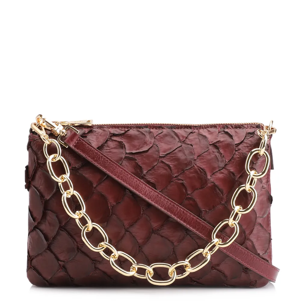 Bolsa Transversal Pirarucu Pirarucu Vinho