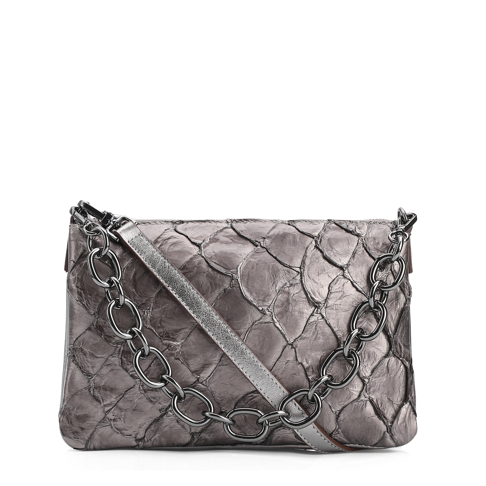 Bolsa Transversal Pirarucu Prata