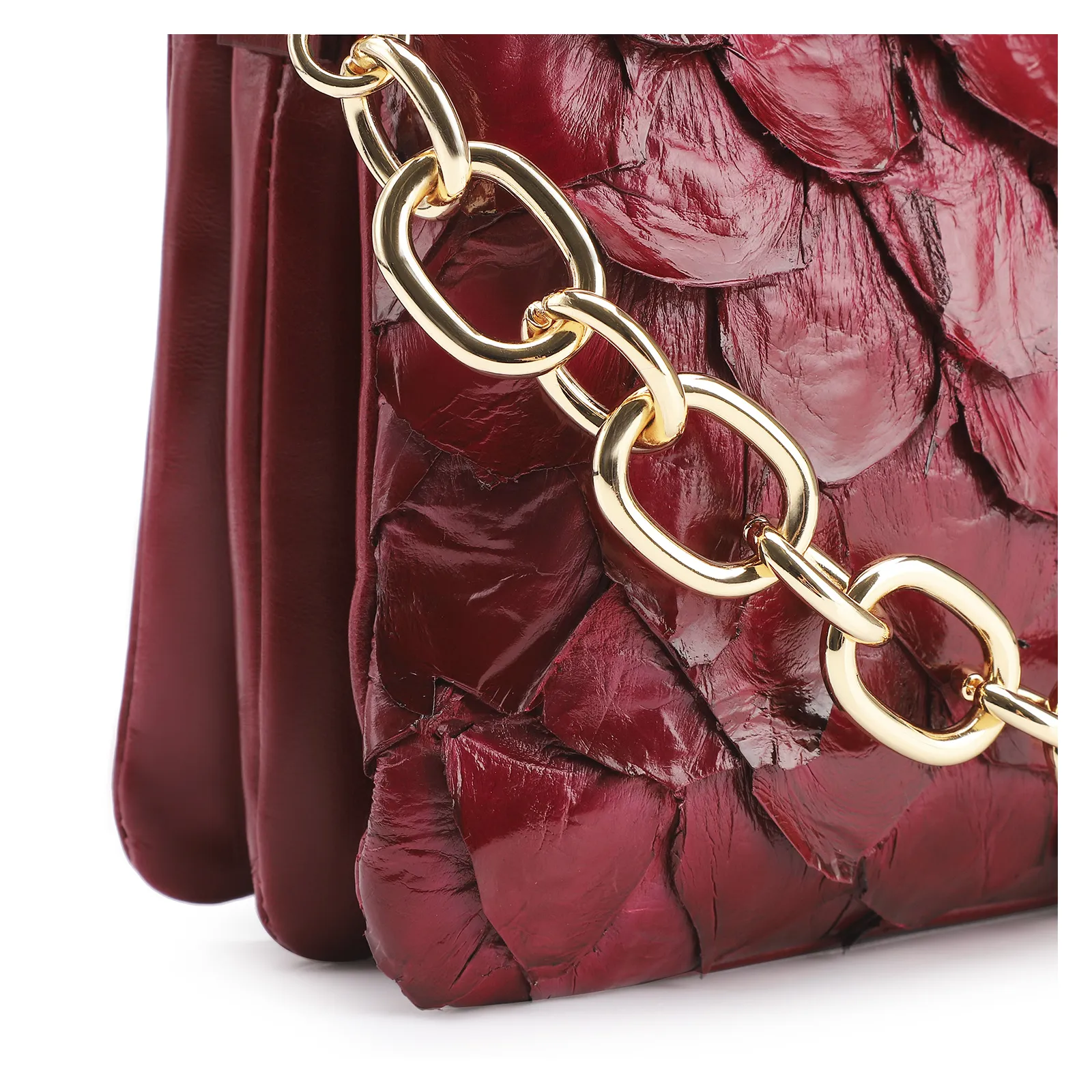 Bolsa Transversal Pirarucu Vermelho Cereja