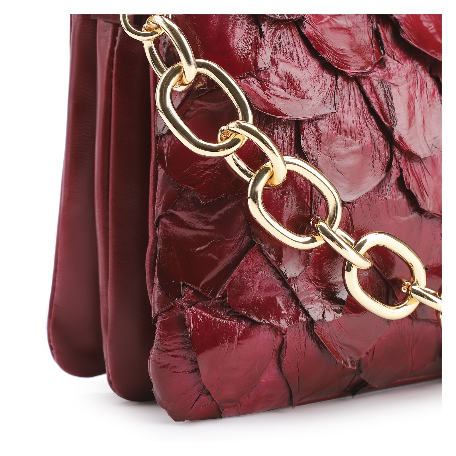 Bolsa Transversal Pirarucu Vermelho Cereja