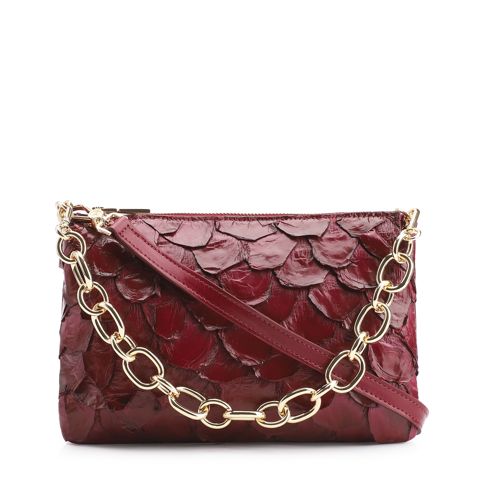 Bolsa Transversal Pirarucu Vermelho Cereja