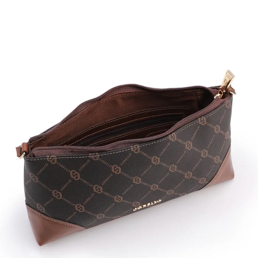 Bolsa Transversal Transversal Pequena Couro Marrom Monograma - imagem 4