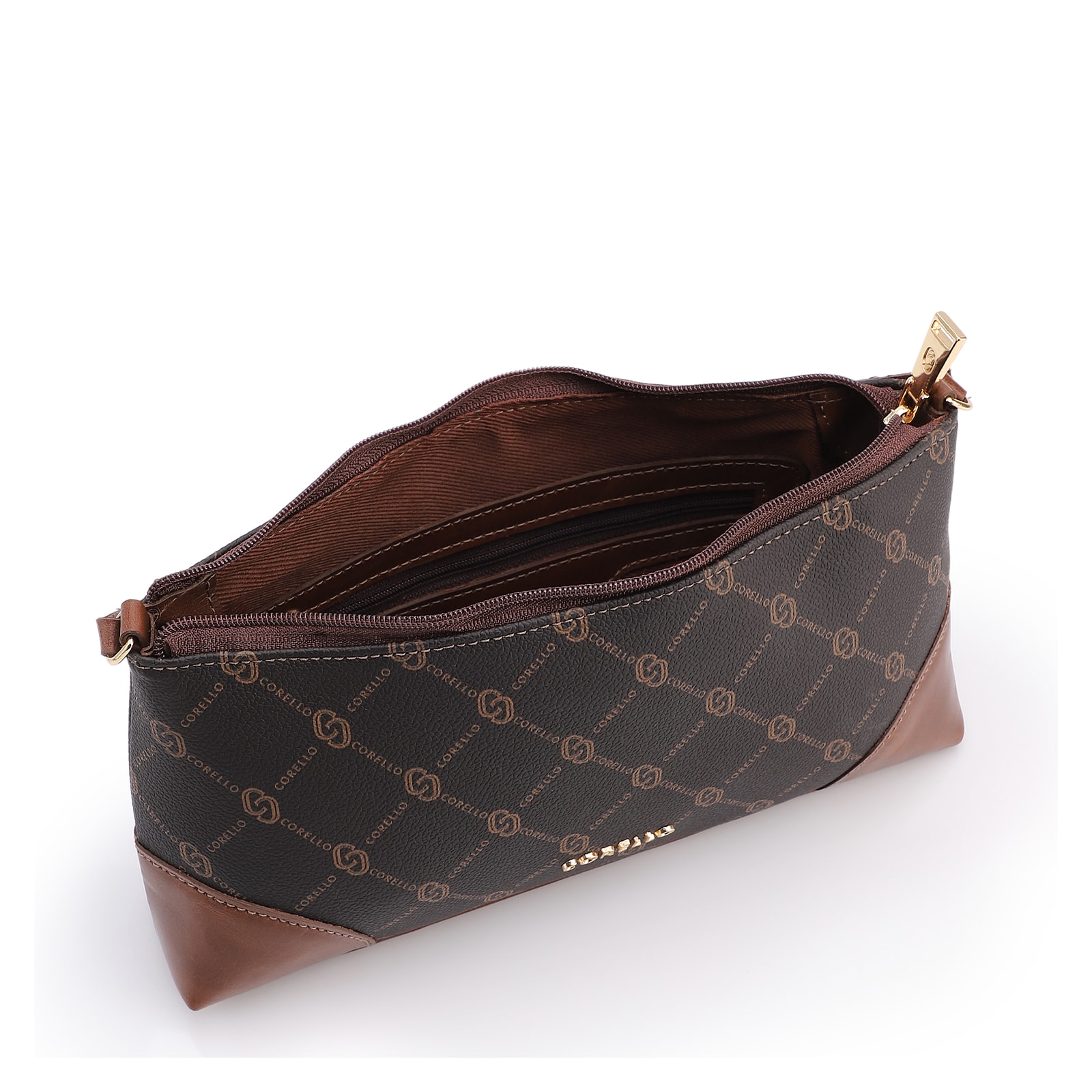 Bolsa Transversal Transversal Pequena Couro Marrom Monograma