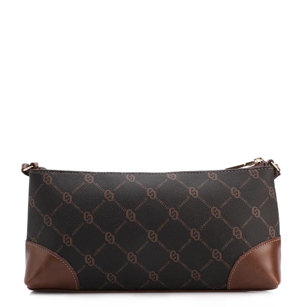 Bolsa Transversal Transversal Pequena Couro Marrom Monograma - imagem 3