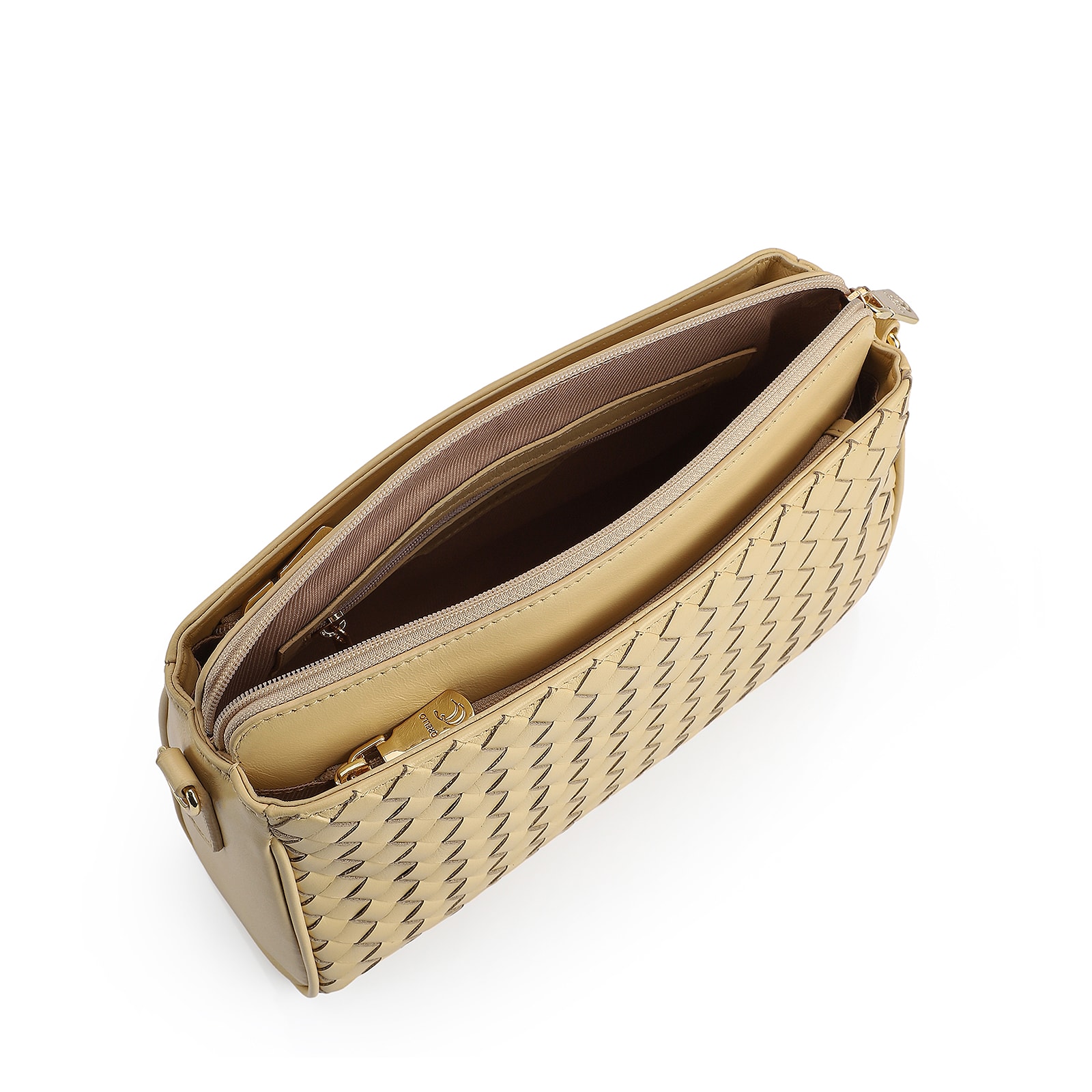 Bolsa Transversal Tressê Couro Amarelo