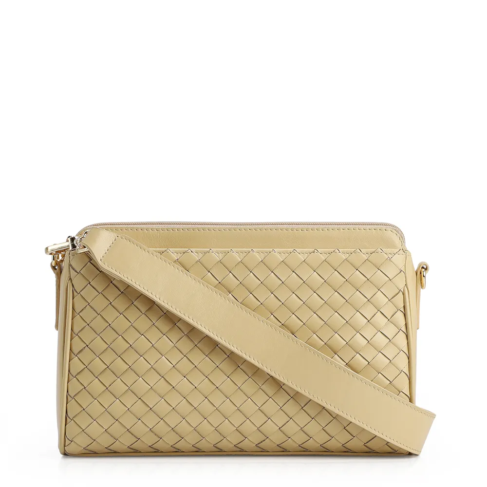 Bolsa Transversal Tressê Couro Amarelo
