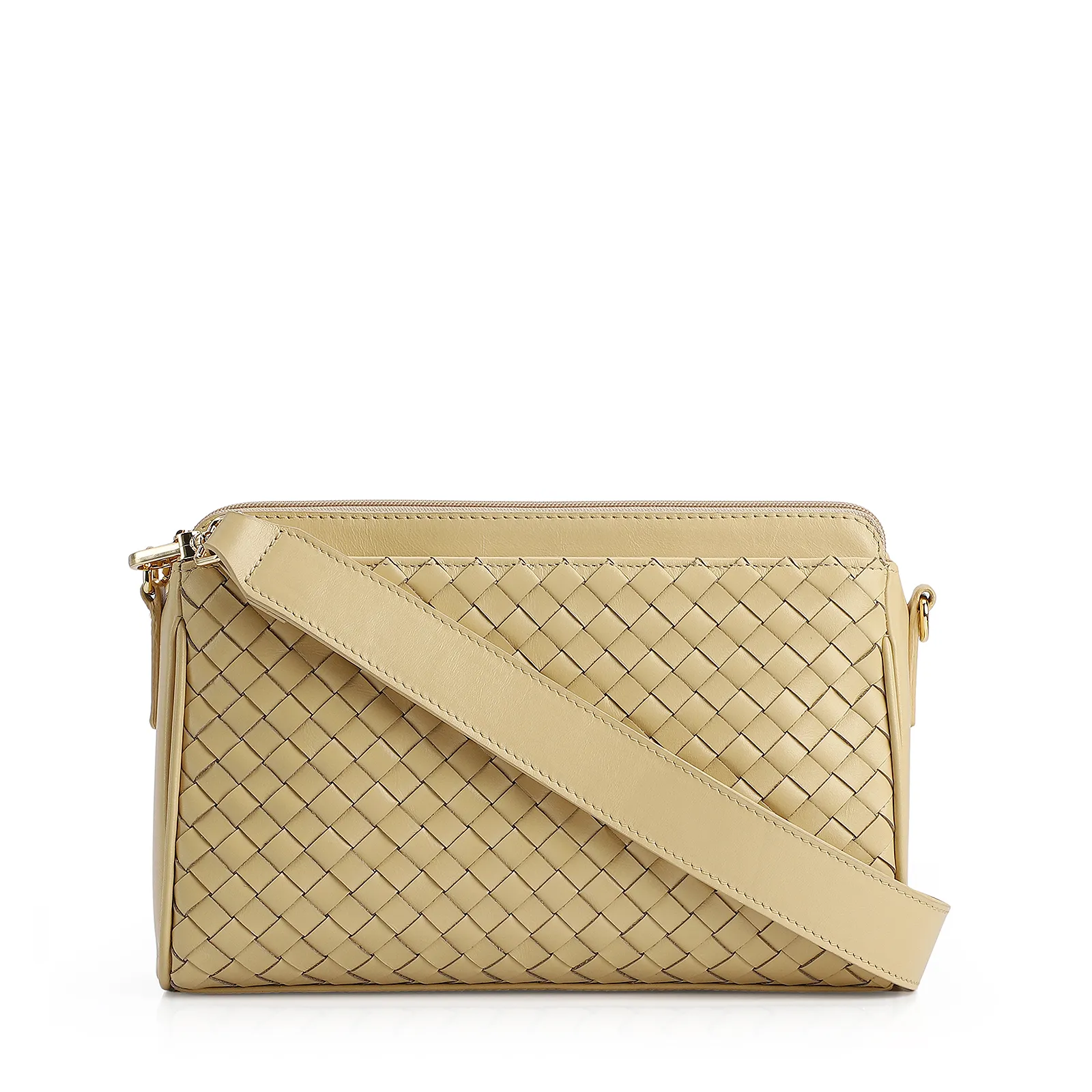 Bolsa Transversal Tressê Couro Amarelo