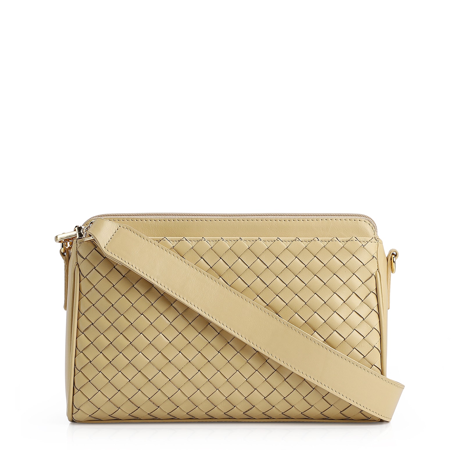 Bolsa Transversal Tressê Couro Amarelo