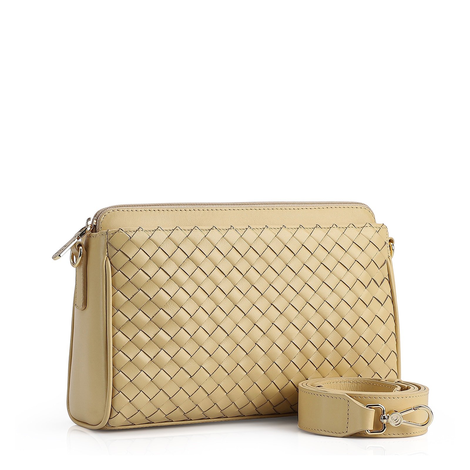 Bolsa Transversal Tressê Couro Amarelo