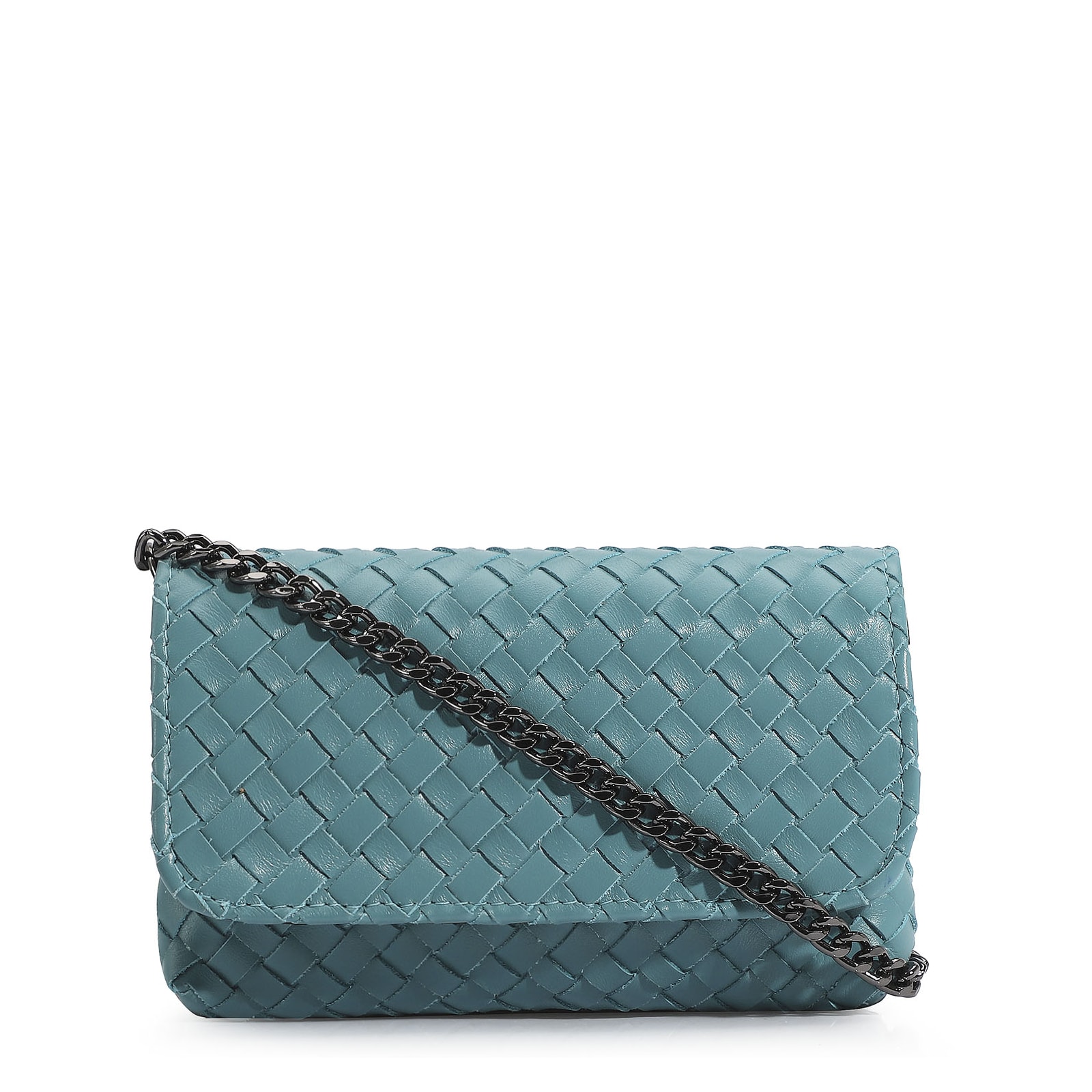Bolsa Transversal Tressê Couro Azul