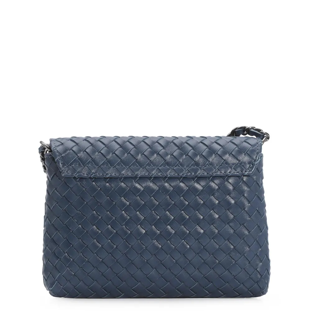 Bolsa Transversal Tressê Couro Azul - imagem 3