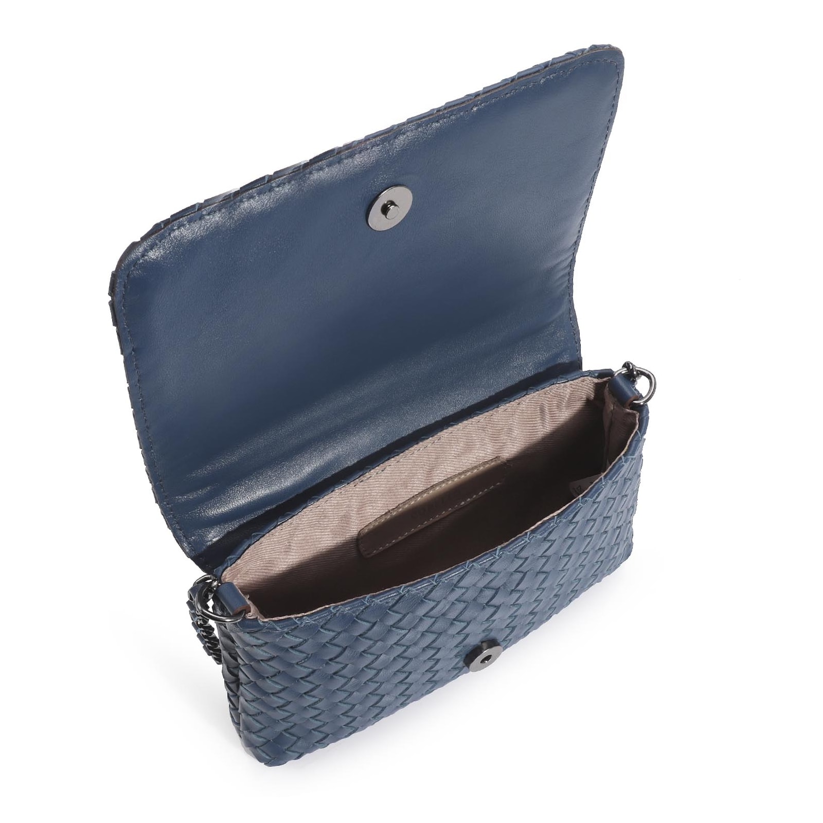 Bolsa Transversal Tressê Couro Azul