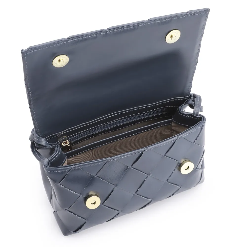 Bolsa Transversal Tressê Couro Azul - imagem 4