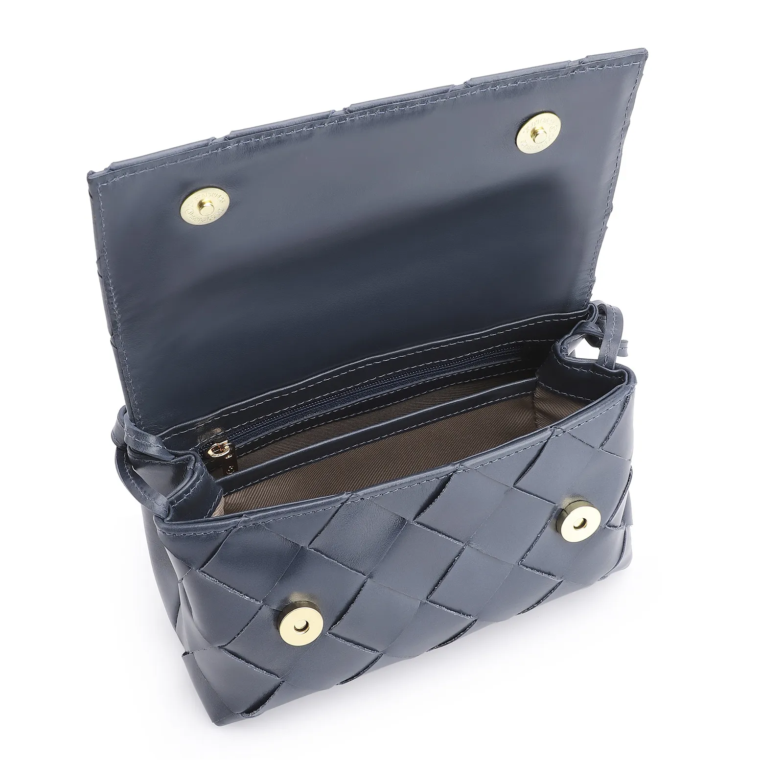 Bolsa Transversal Tressê Couro Azul