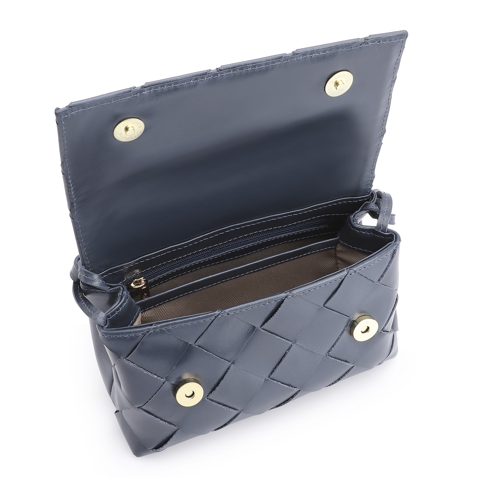 Bolsa Transversal Tressê Couro Azul
