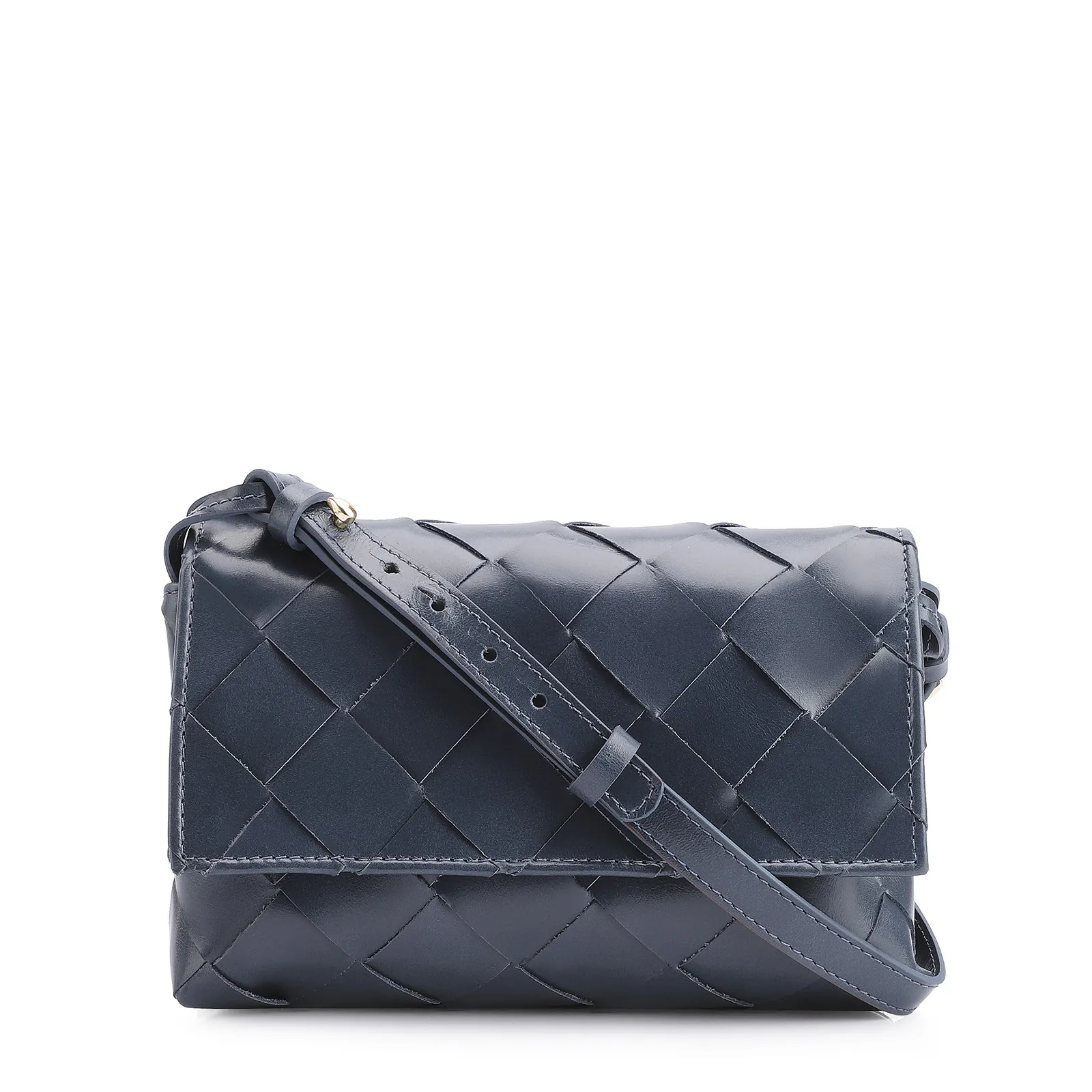 Bolsa Transversal Tressê Couro Azul