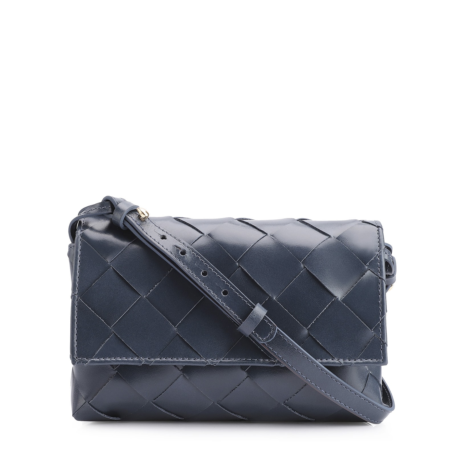 Bolsa Transversal Tressê Couro Azul