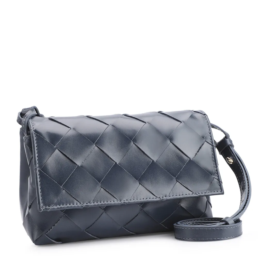 Bolsa Transversal Tressê Couro Azul - imagem 2