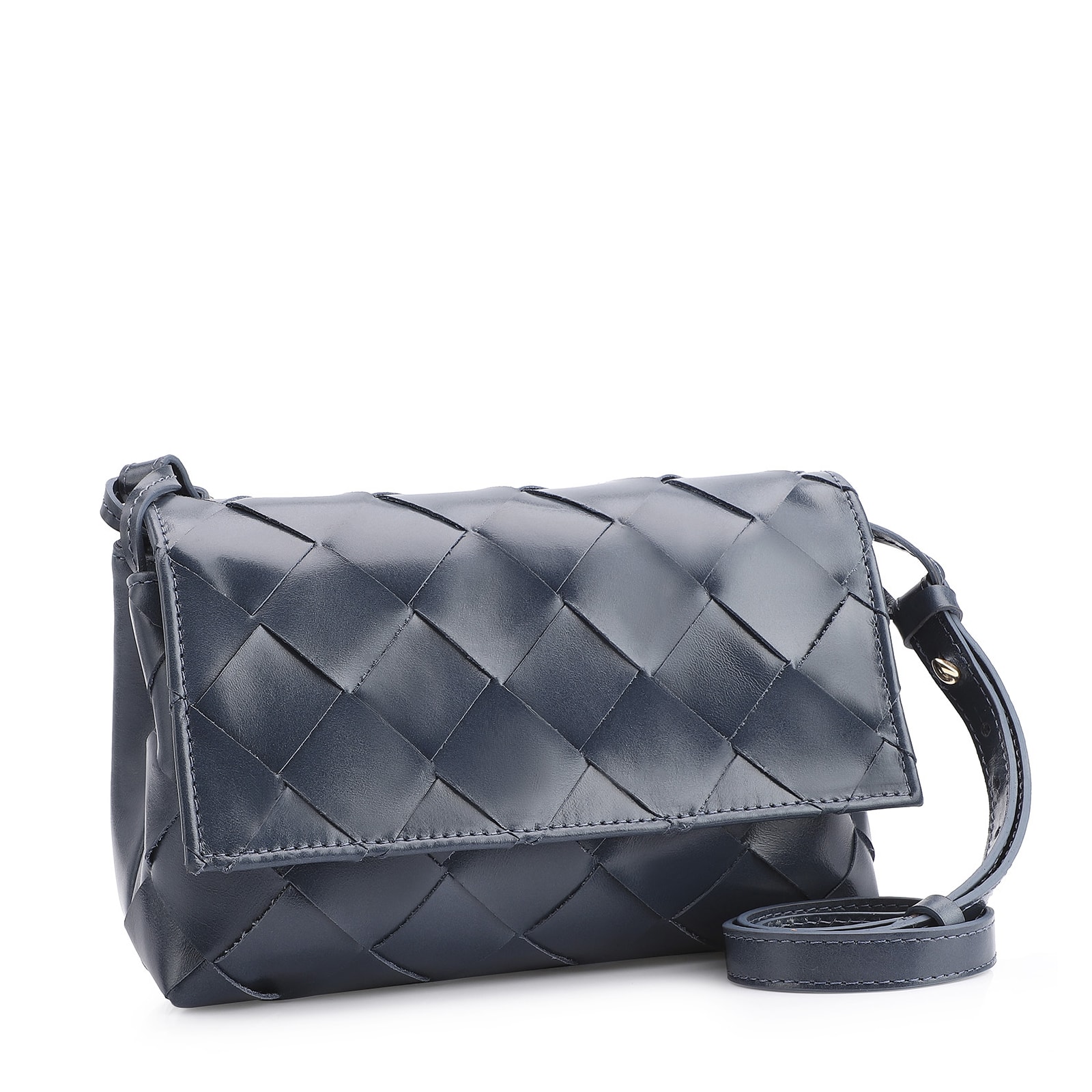 Bolsa Transversal Tressê Couro Azul