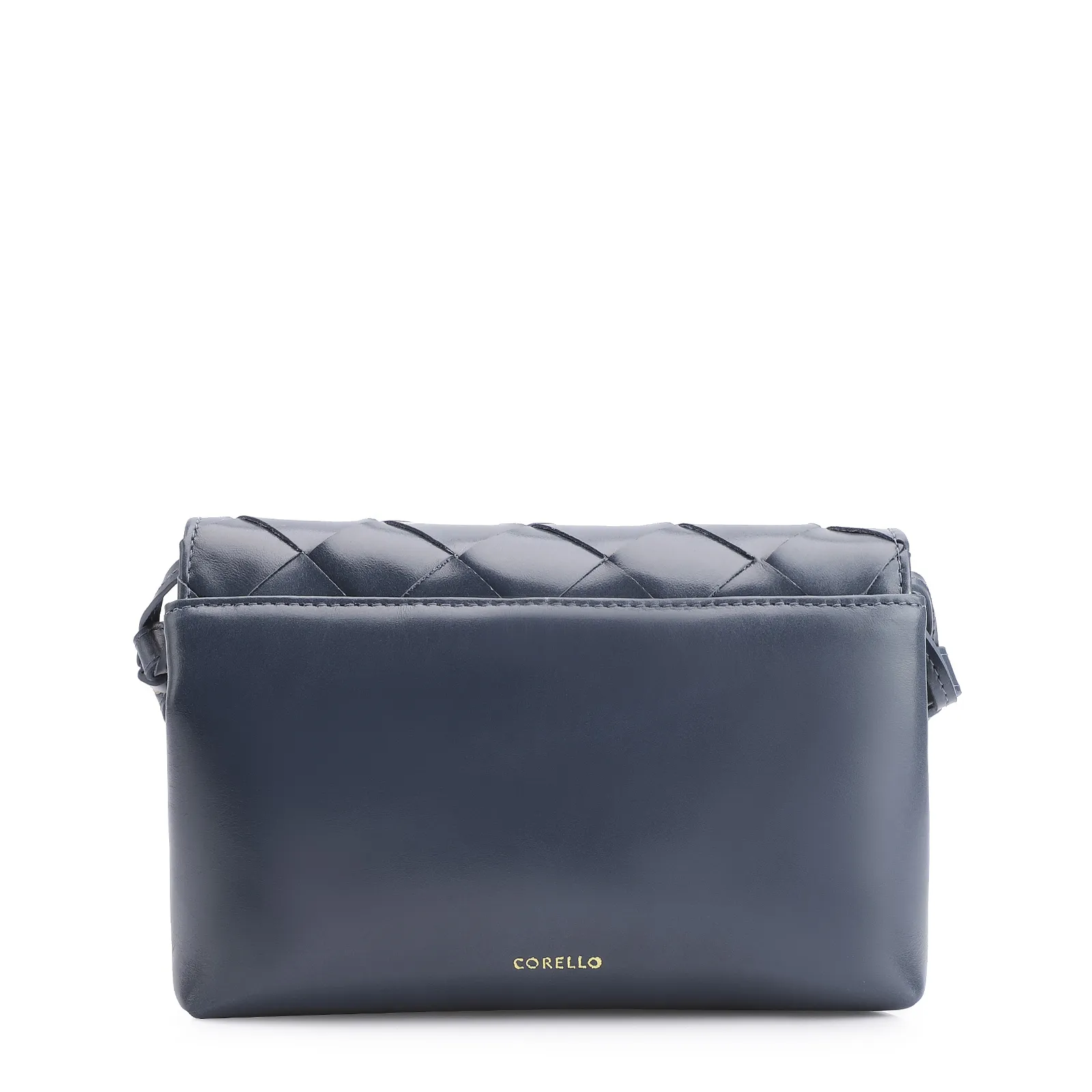 Bolsa Transversal Tressê Couro Azul