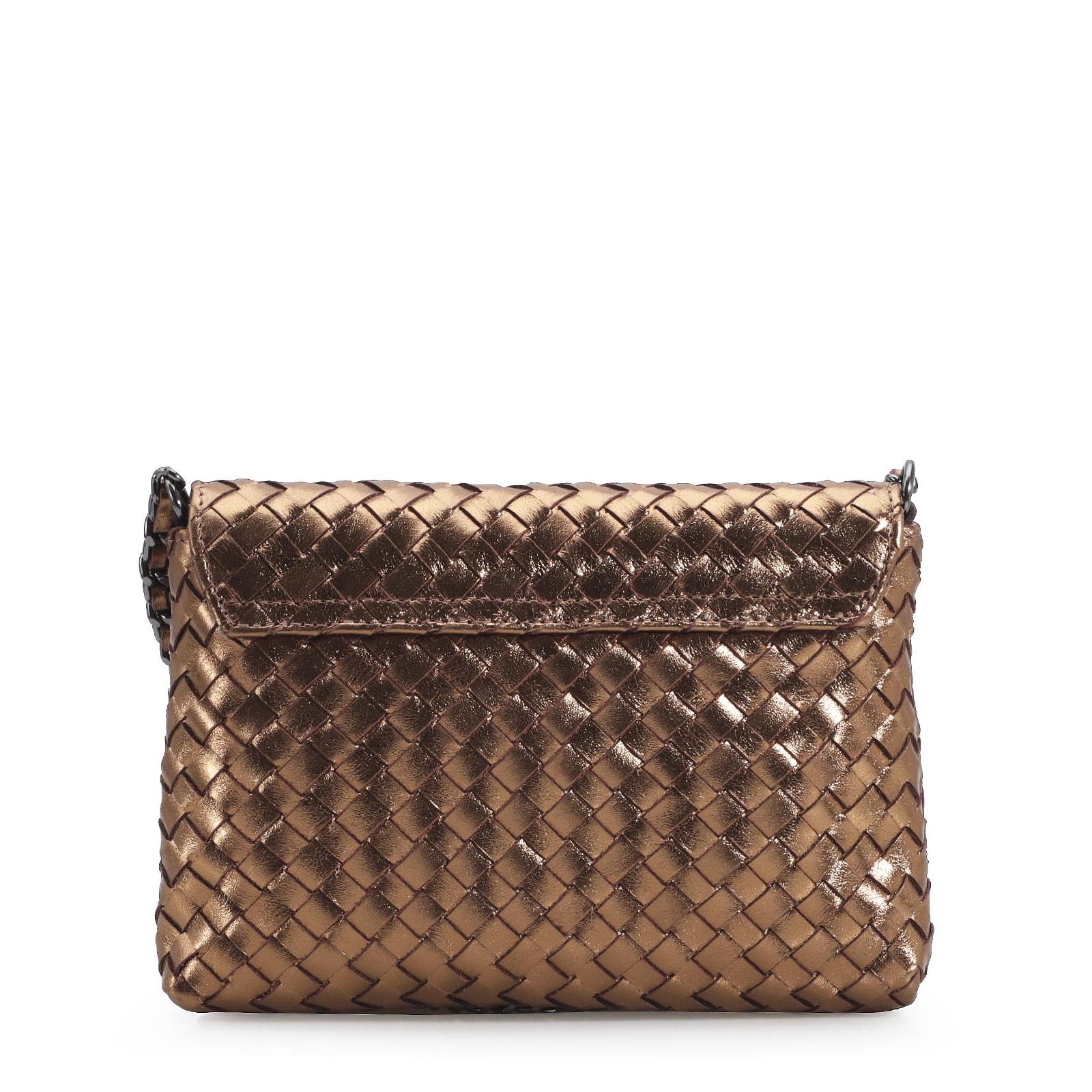 Bolsa Transversal Tressê Couro Bronze