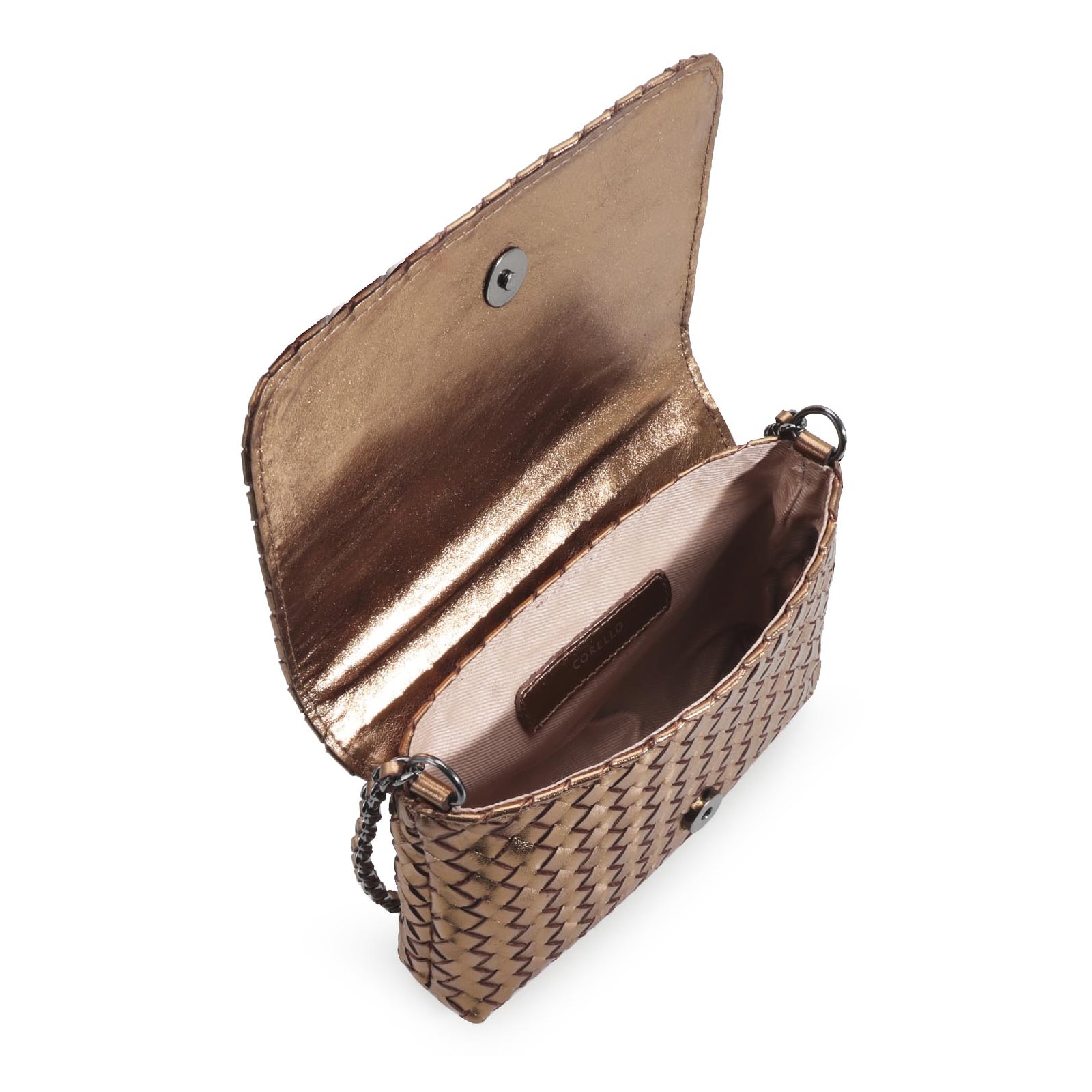 Bolsa Transversal Tressê Couro Bronze