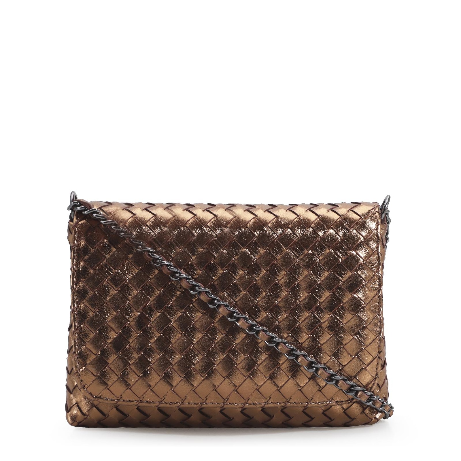Bolsa Transversal Tressê Couro Bronze