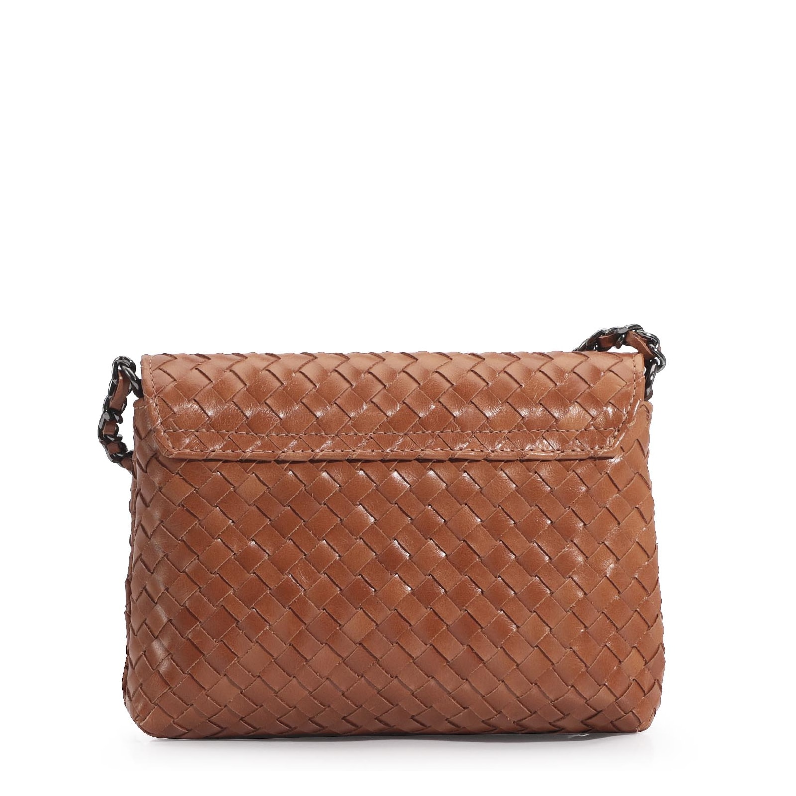 Bolsa Transversal Tressê Couro Caramelo