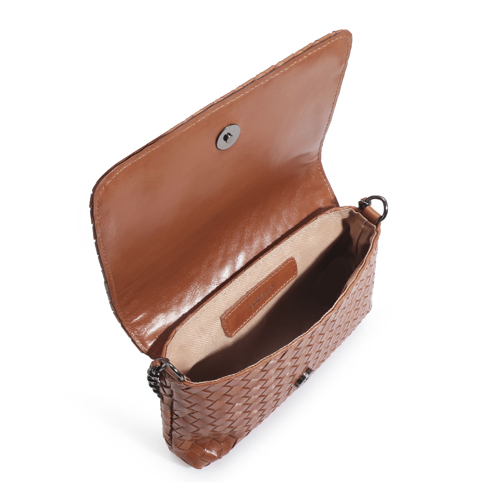 Bolsa Transversal Tressê Couro Caramelo
