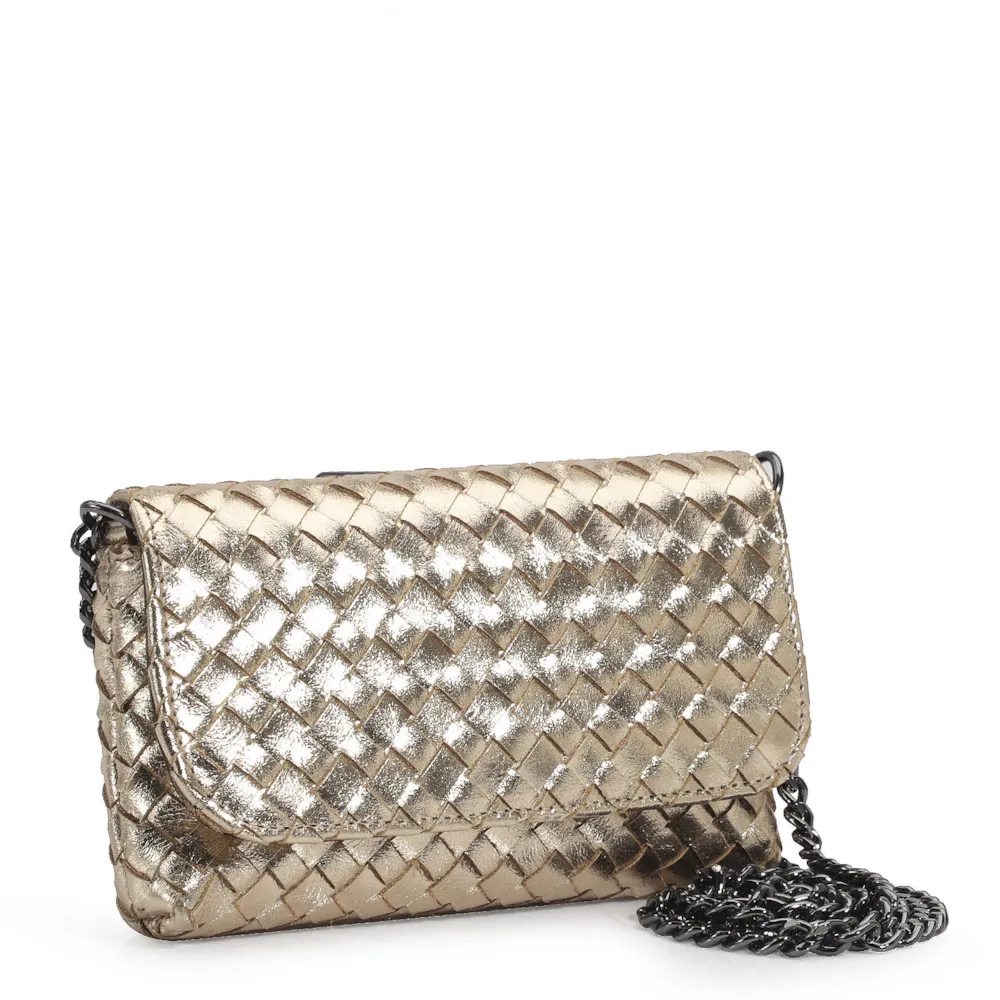 Bolsa Transversal Tressê Couro Champagne - imagem 3