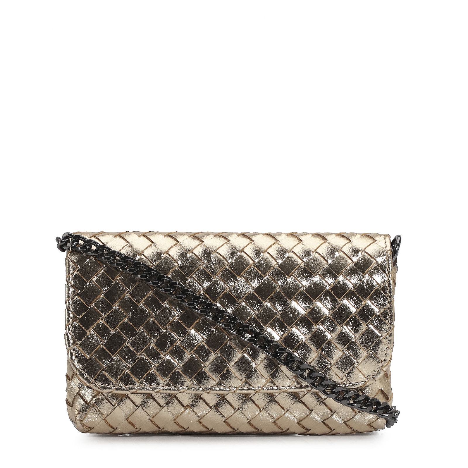 Bolsa Transversal Tressê Couro Champagne