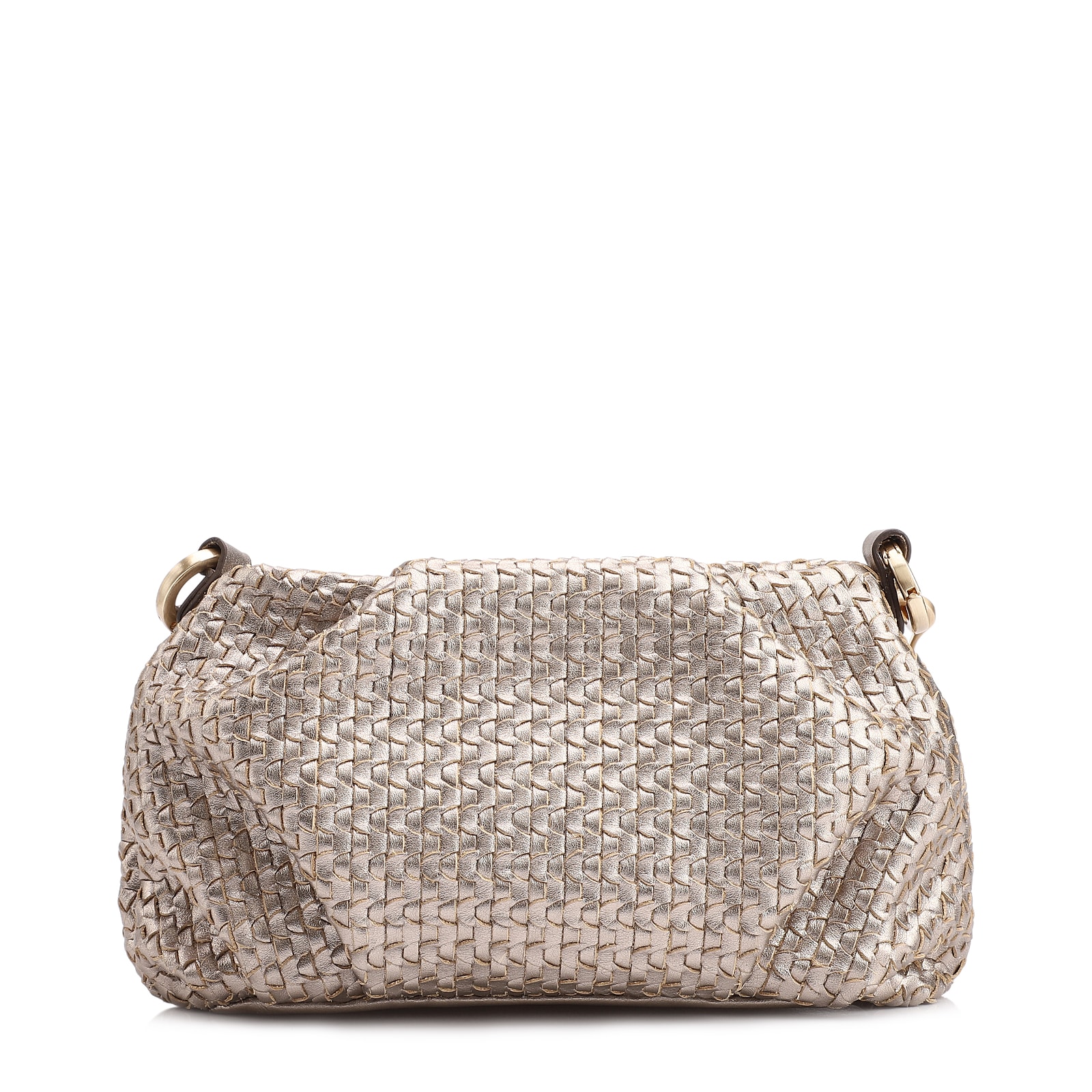 Bolsa Transversal Tressê Couro Dourado