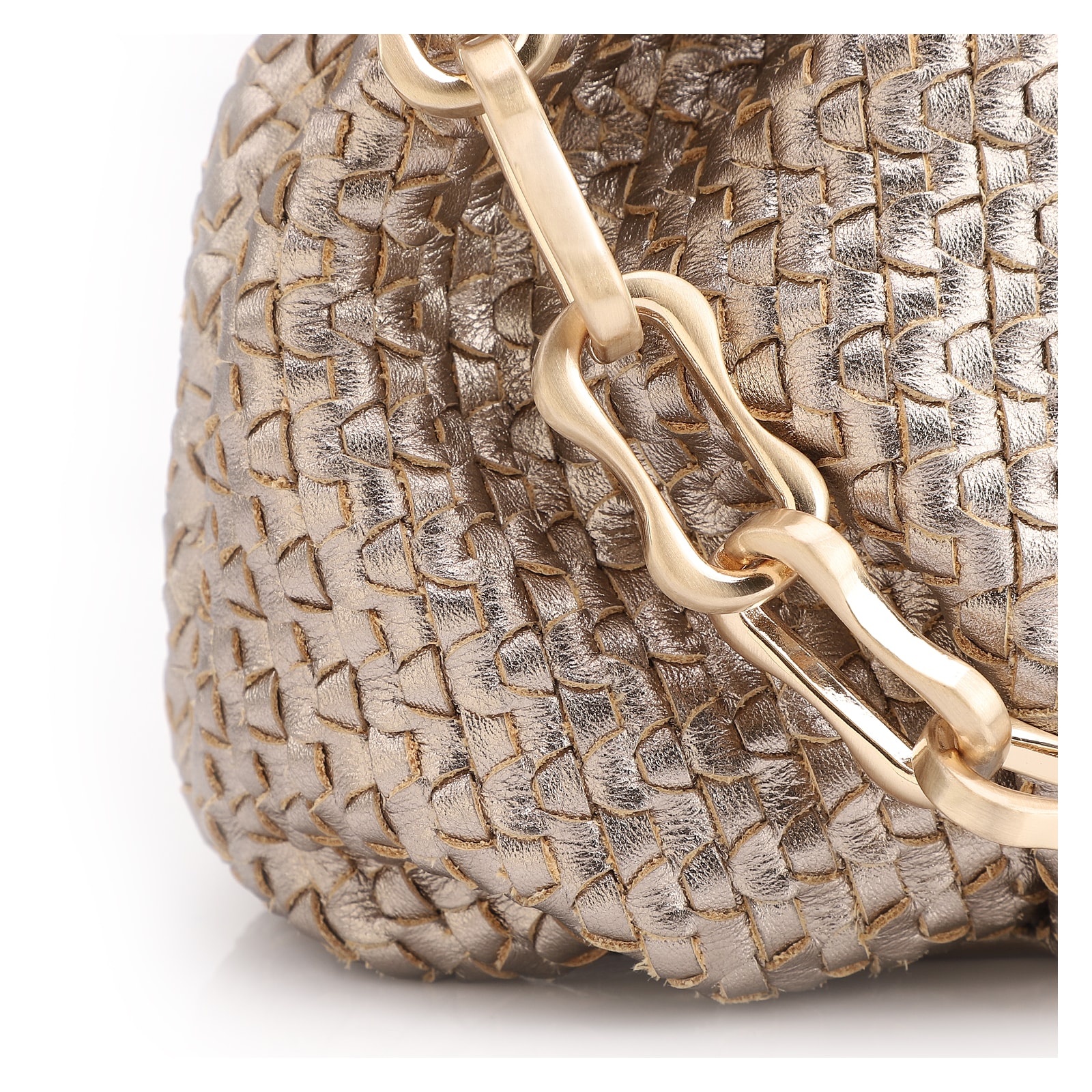 Bolsa Transversal Tressê Couro Dourado
