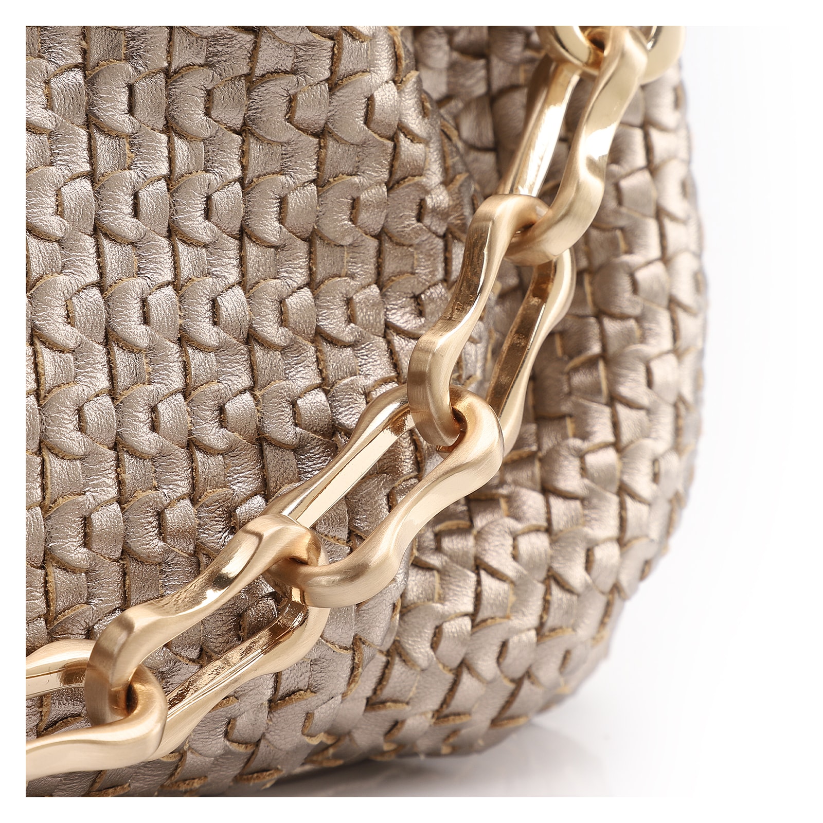 Bolsa Transversal Tressê Couro Dourado