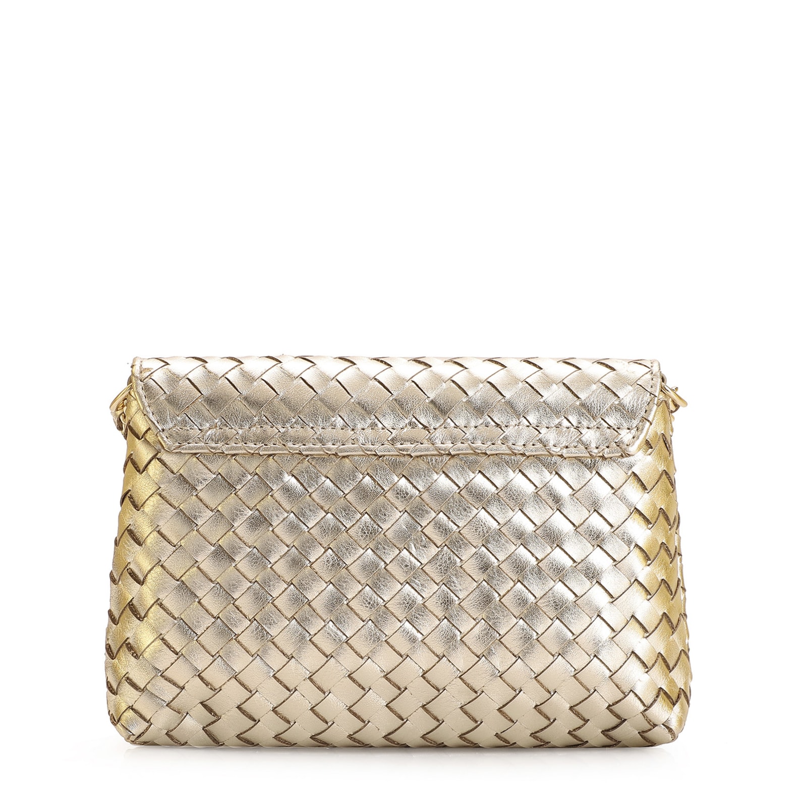 Bolsa Transversal Tressê Couro Dourado