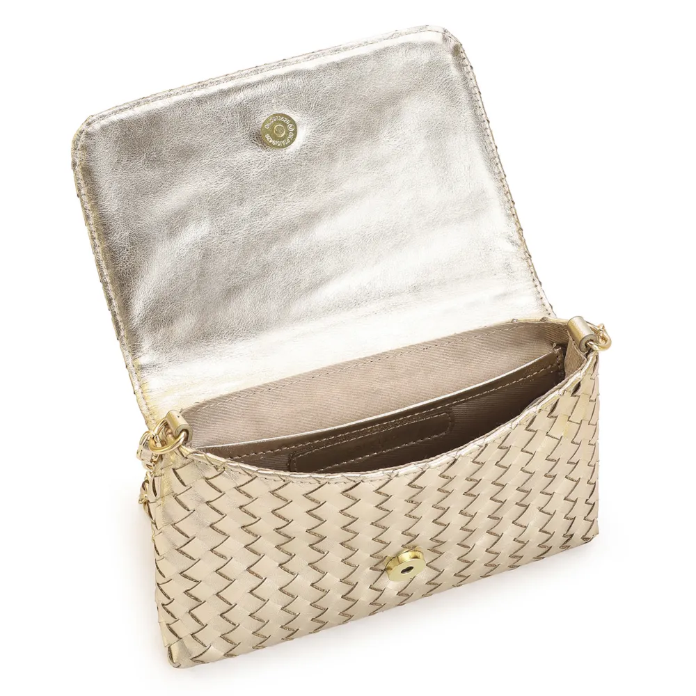 Bolsa Transversal Tressê Couro Dourado - imagem 5
