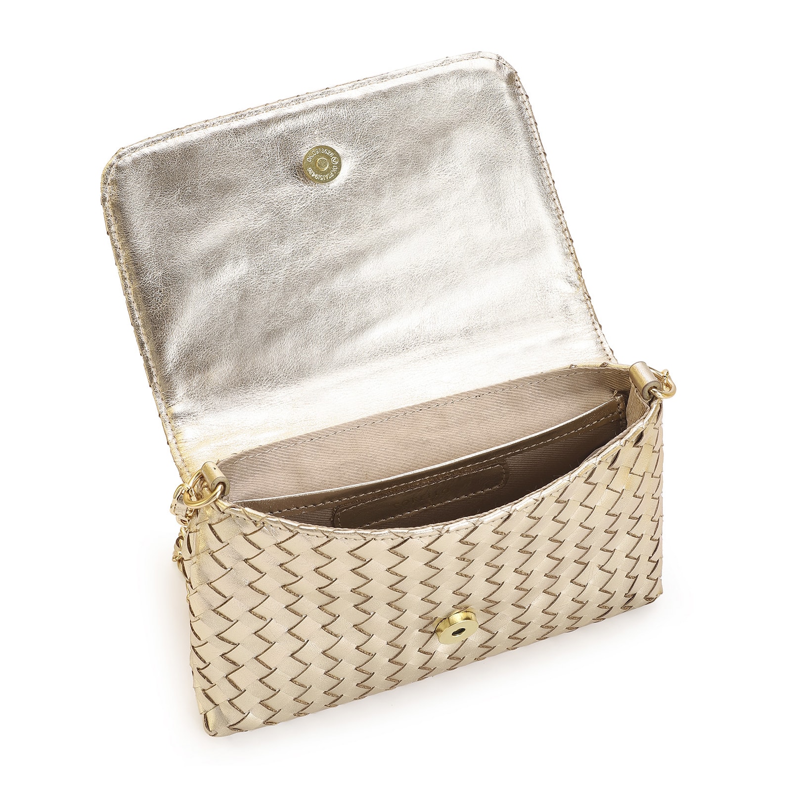 Bolsa Transversal Tressê Couro Dourado