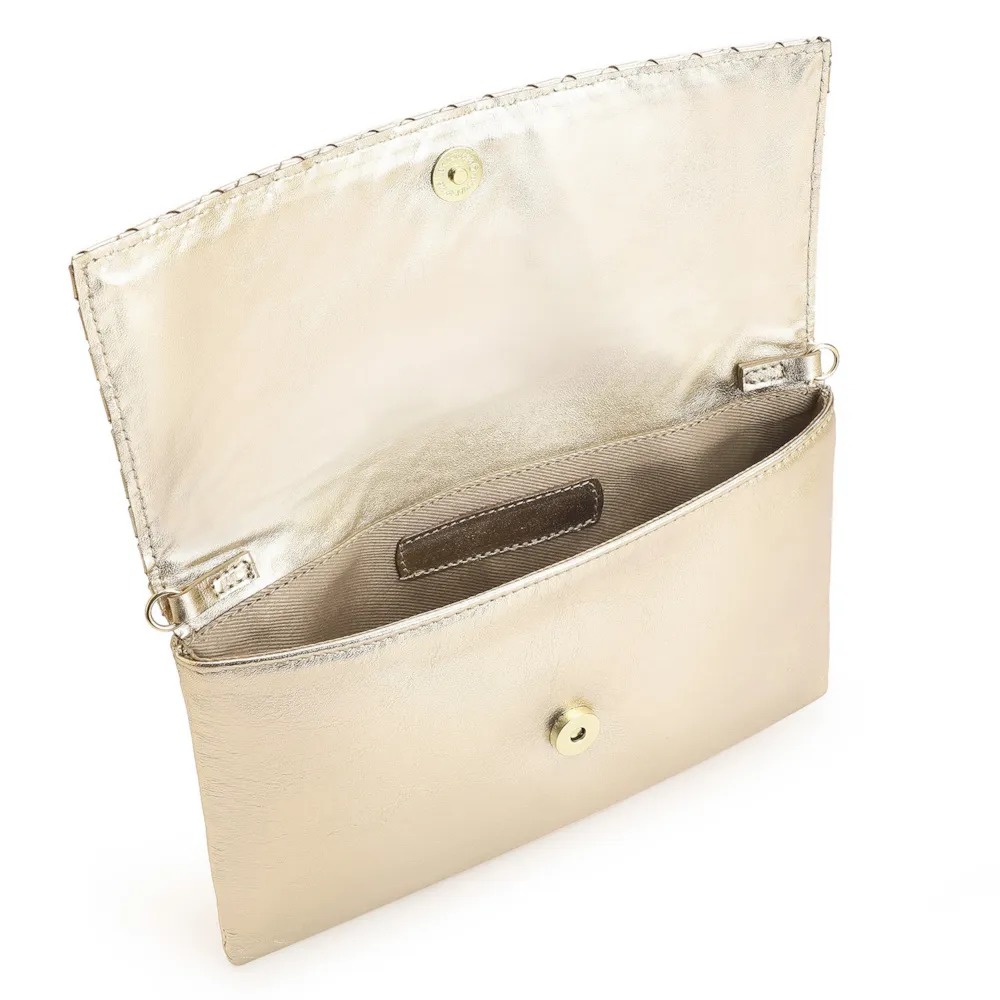 Bolsa Transversal Tressê Couro Dourado - imagem 4