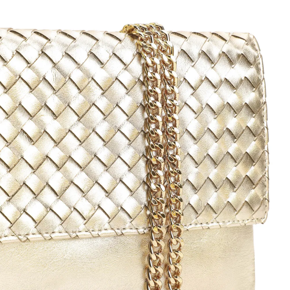 Bolsa Transversal Tressê Couro Dourado - imagem 5