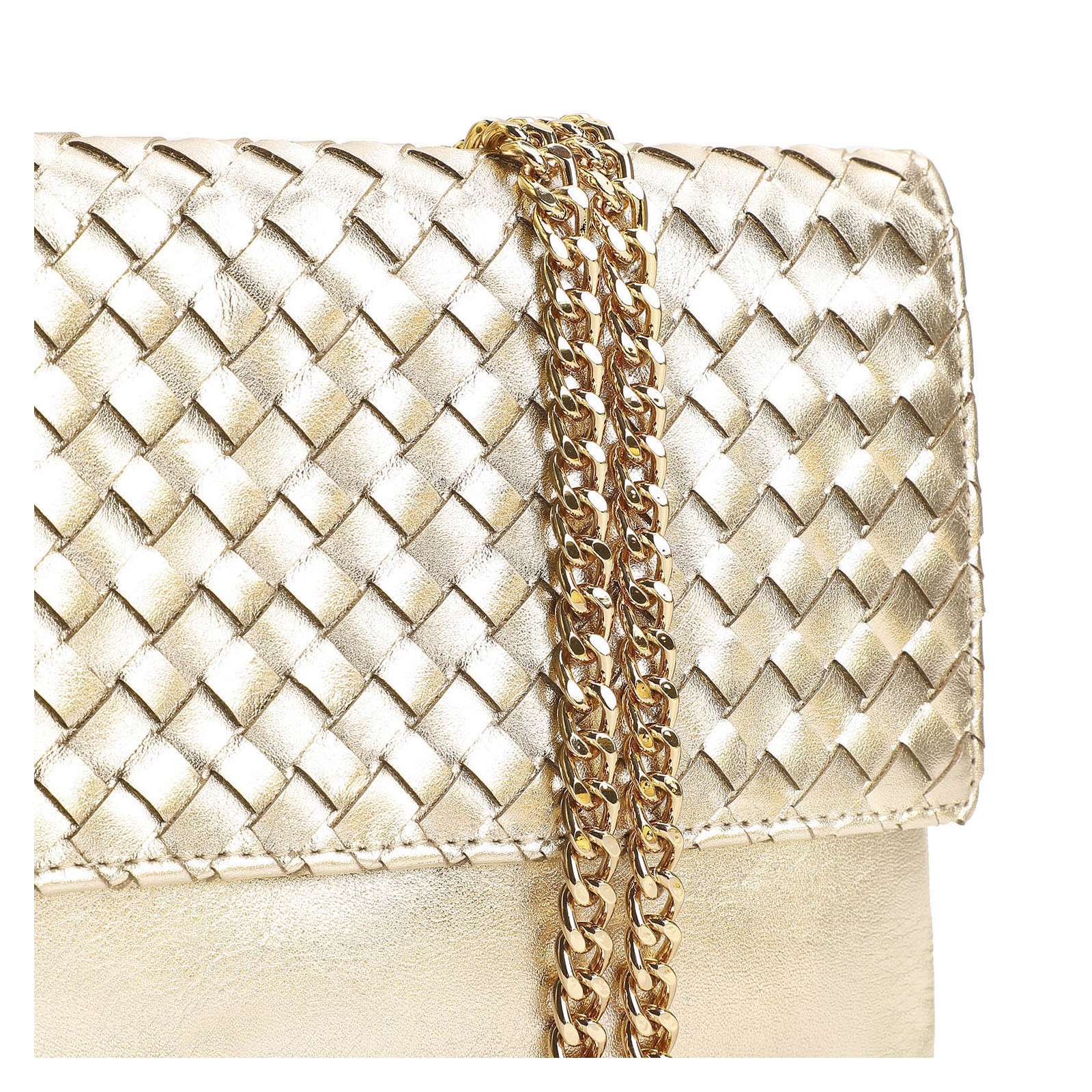 Bolsa Transversal Tressê Couro Dourado