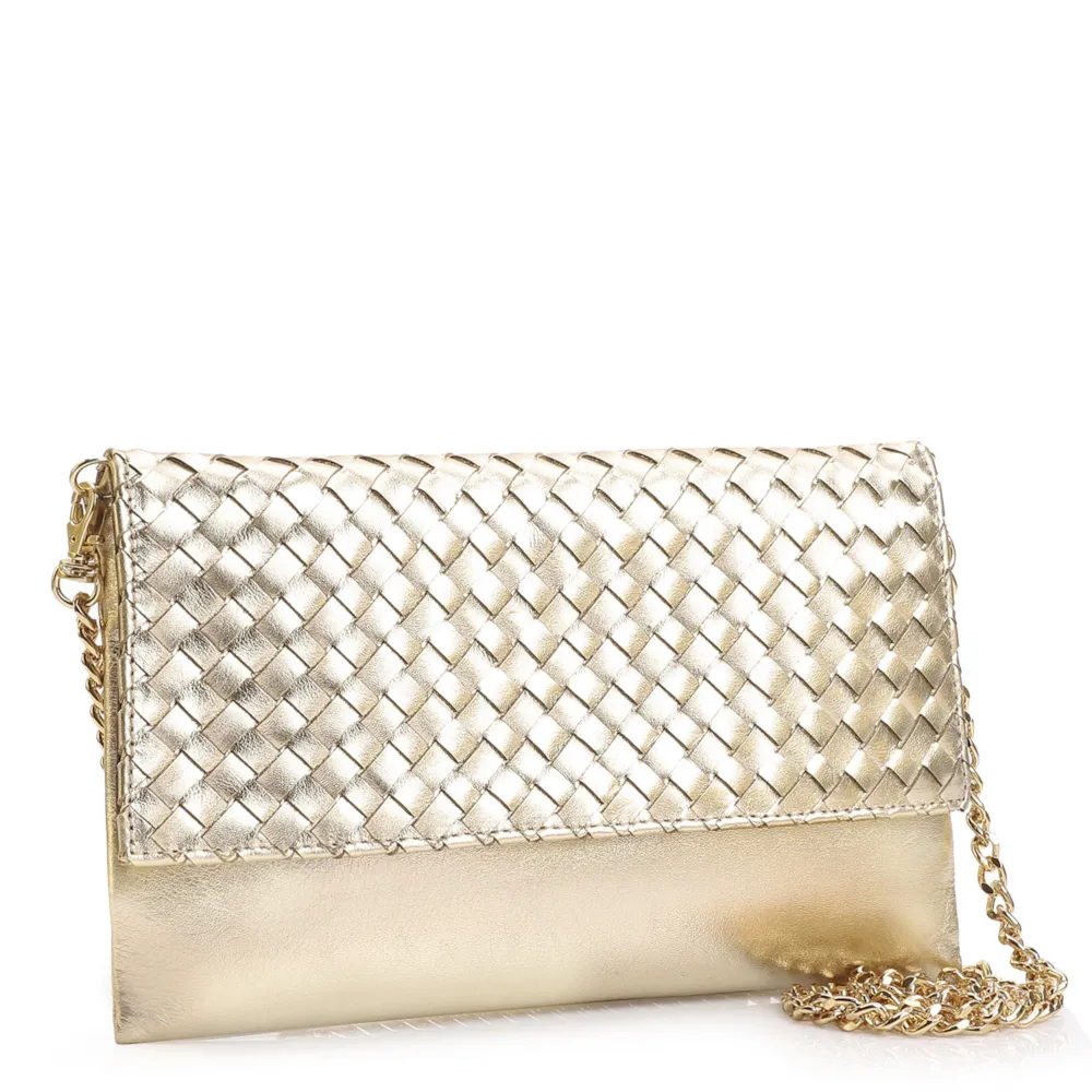 Bolsa Transversal Tressê Couro Dourado - imagem 2