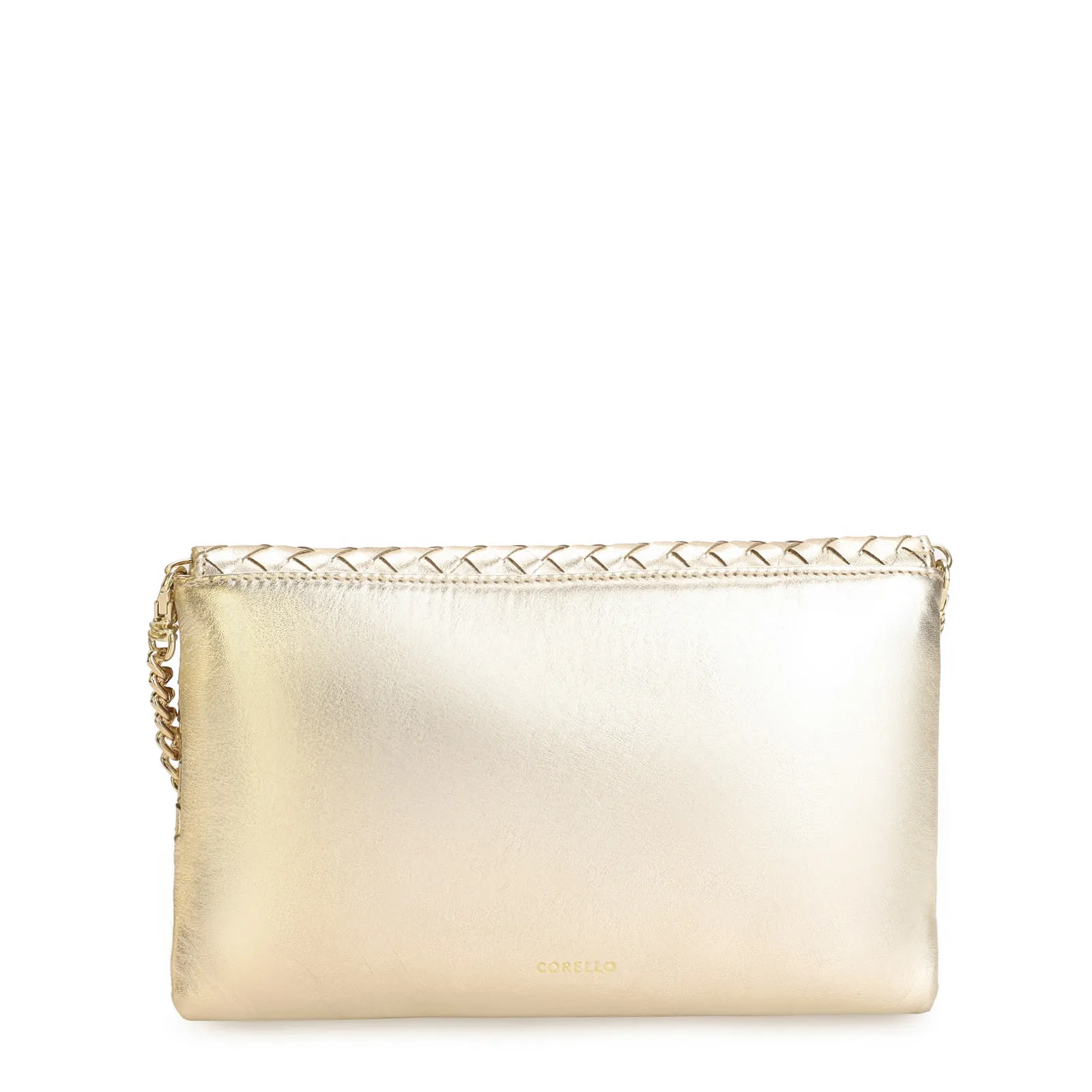 Bolsa Transversal Tressê Couro Dourado