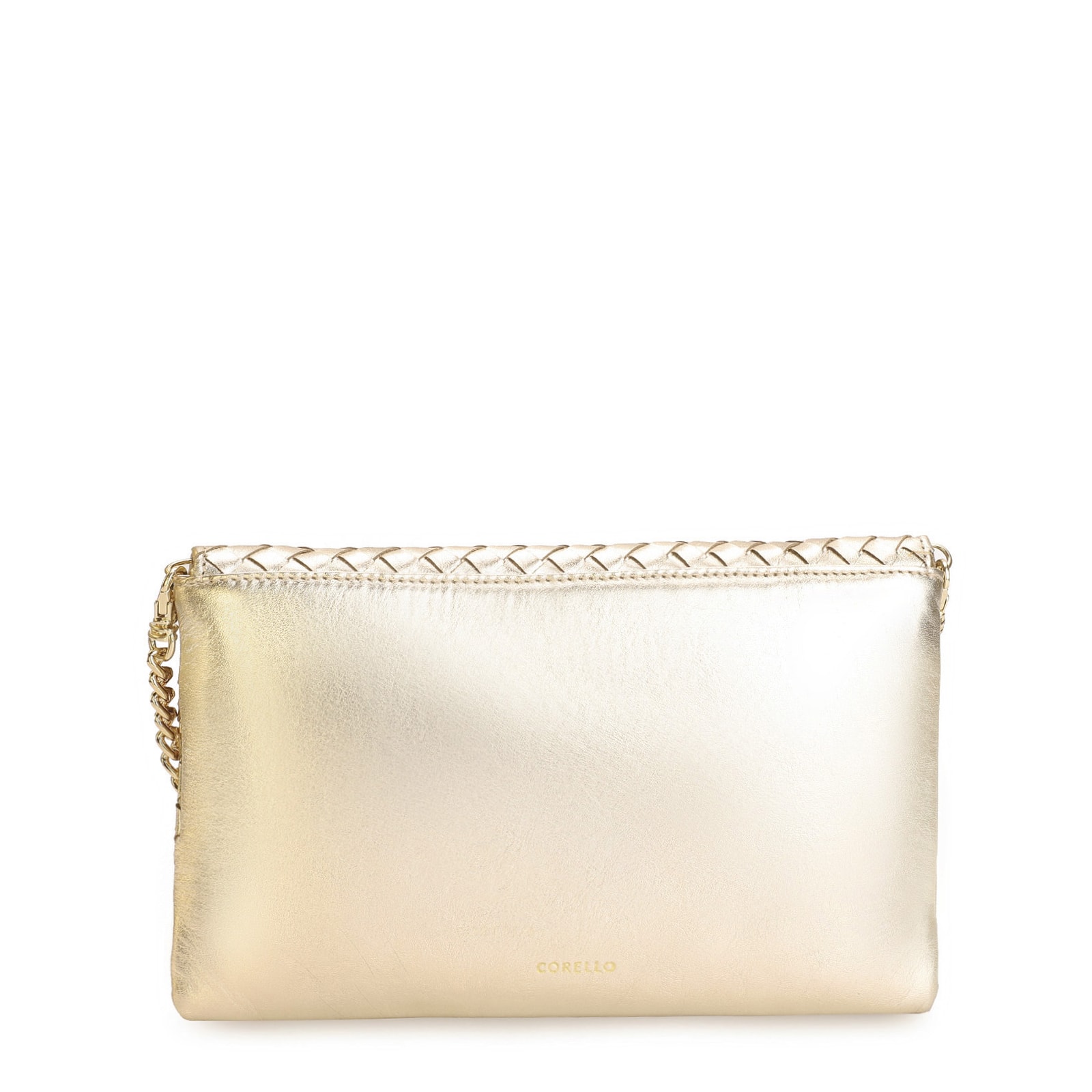 Bolsa Transversal Tressê Couro Dourado