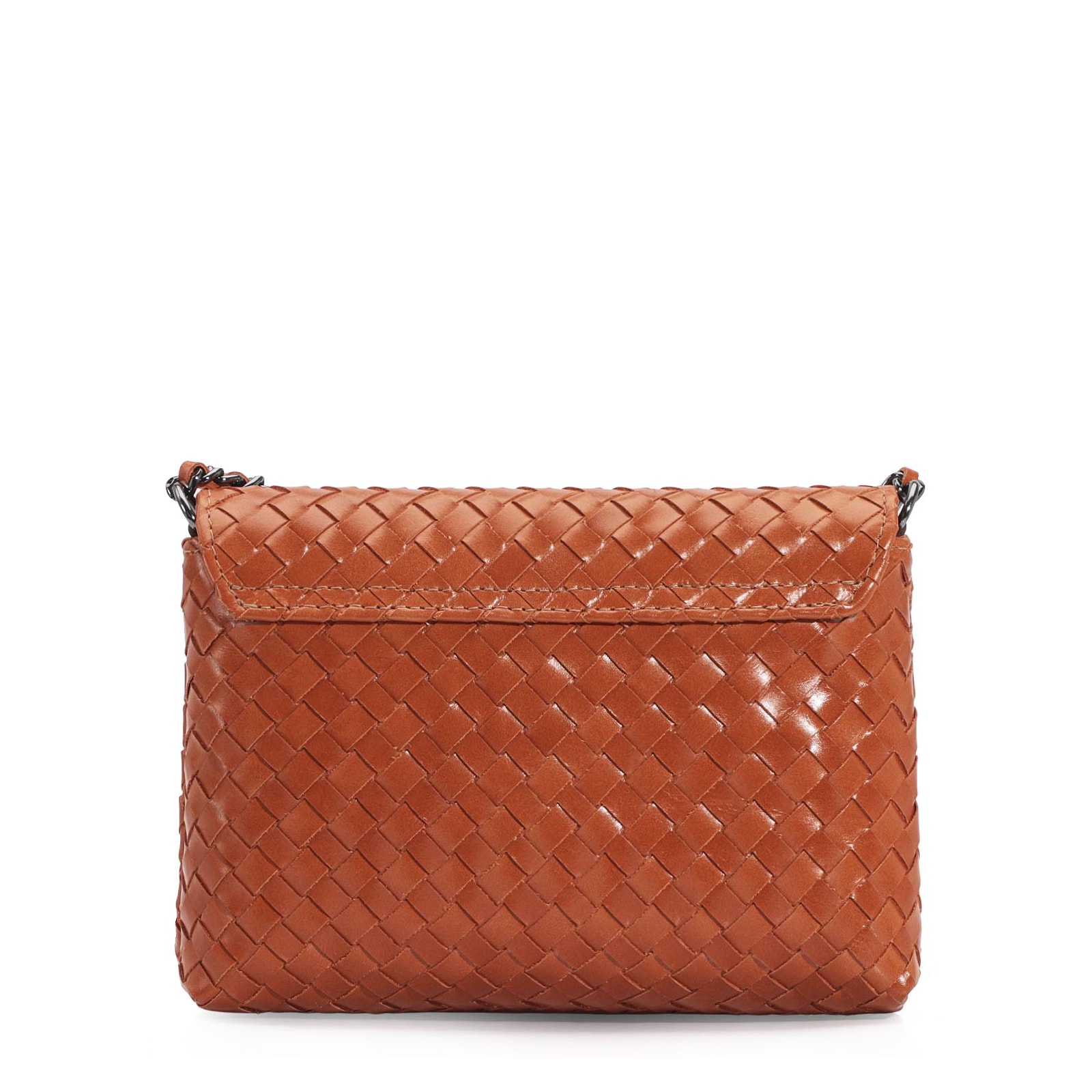 Bolsa Transversal Tressê Couro Laranja