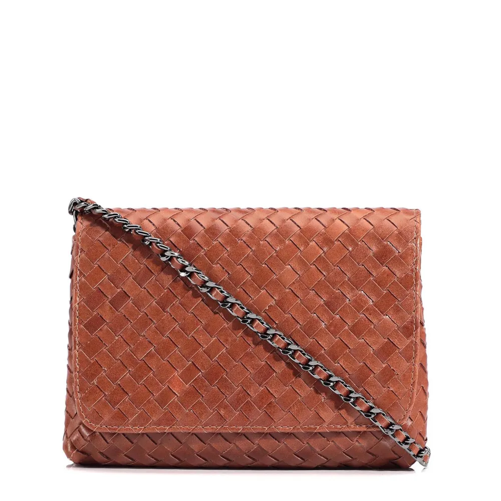 Bolsa Transversal Tressê Couro Marrom